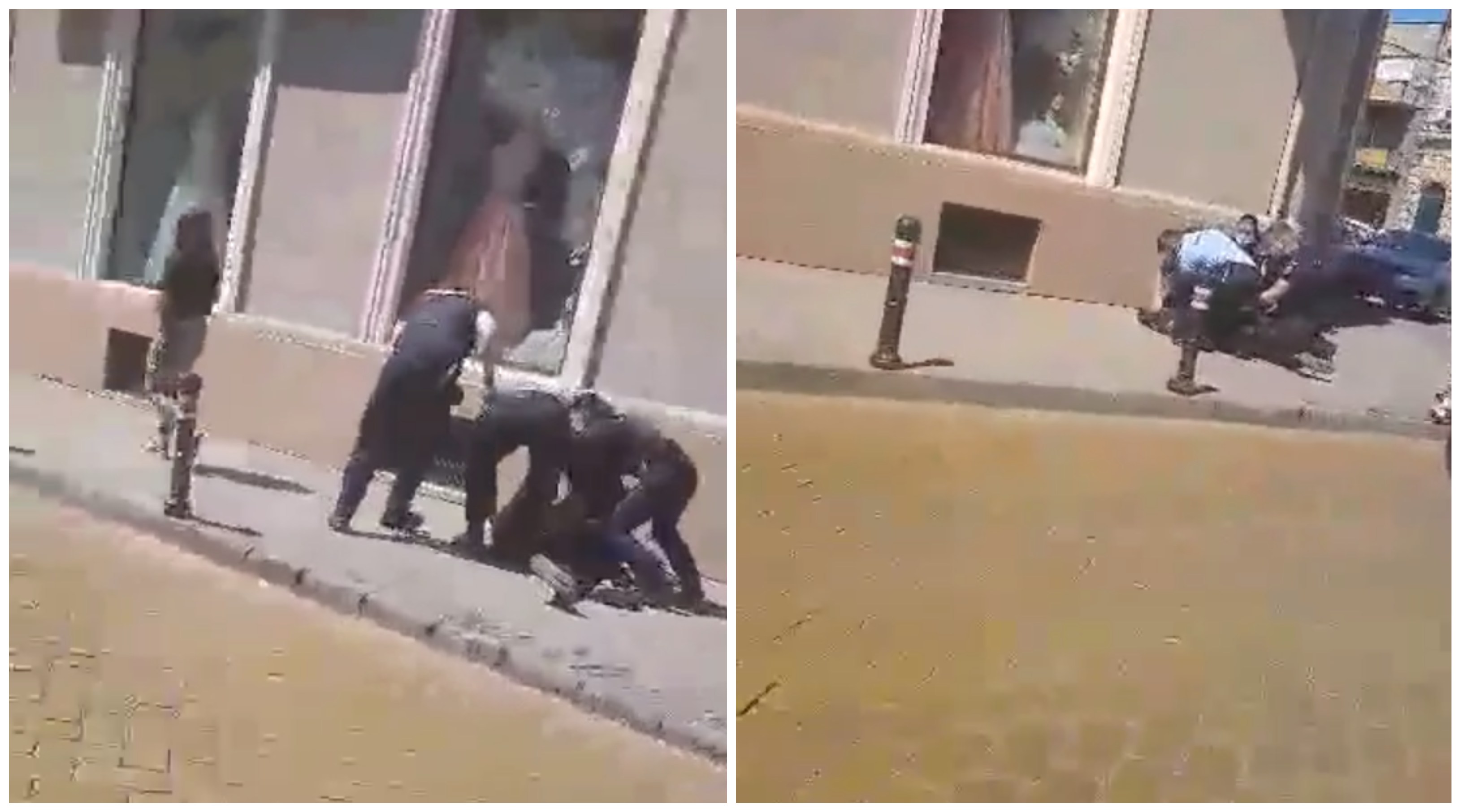 FOTO. Scandal în centrul municipiului Satu Mare. Bărbat încătușat de Poliție