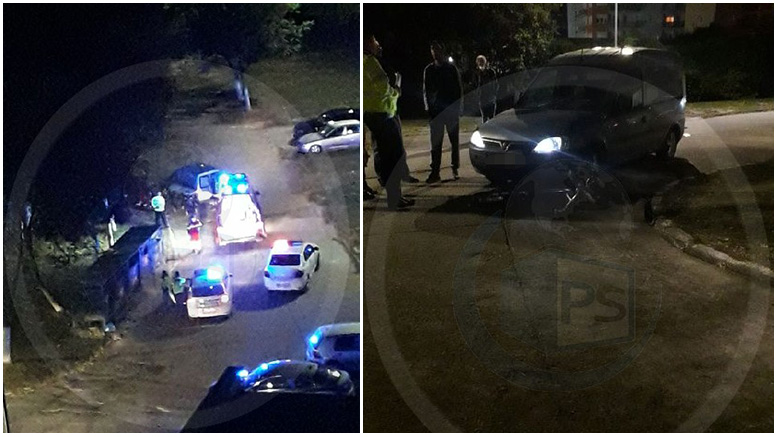 FOTOGALERIE. Biciclist lovit de o mașină, în Cartierul Soarelui. Transportat la Urgență