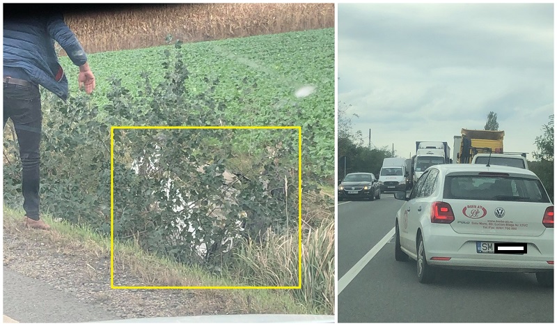 FOTO. Accident grav pe DN 19, zona Ciuperceni! Mașină răsturnată în șanț, persoană încarcerată
