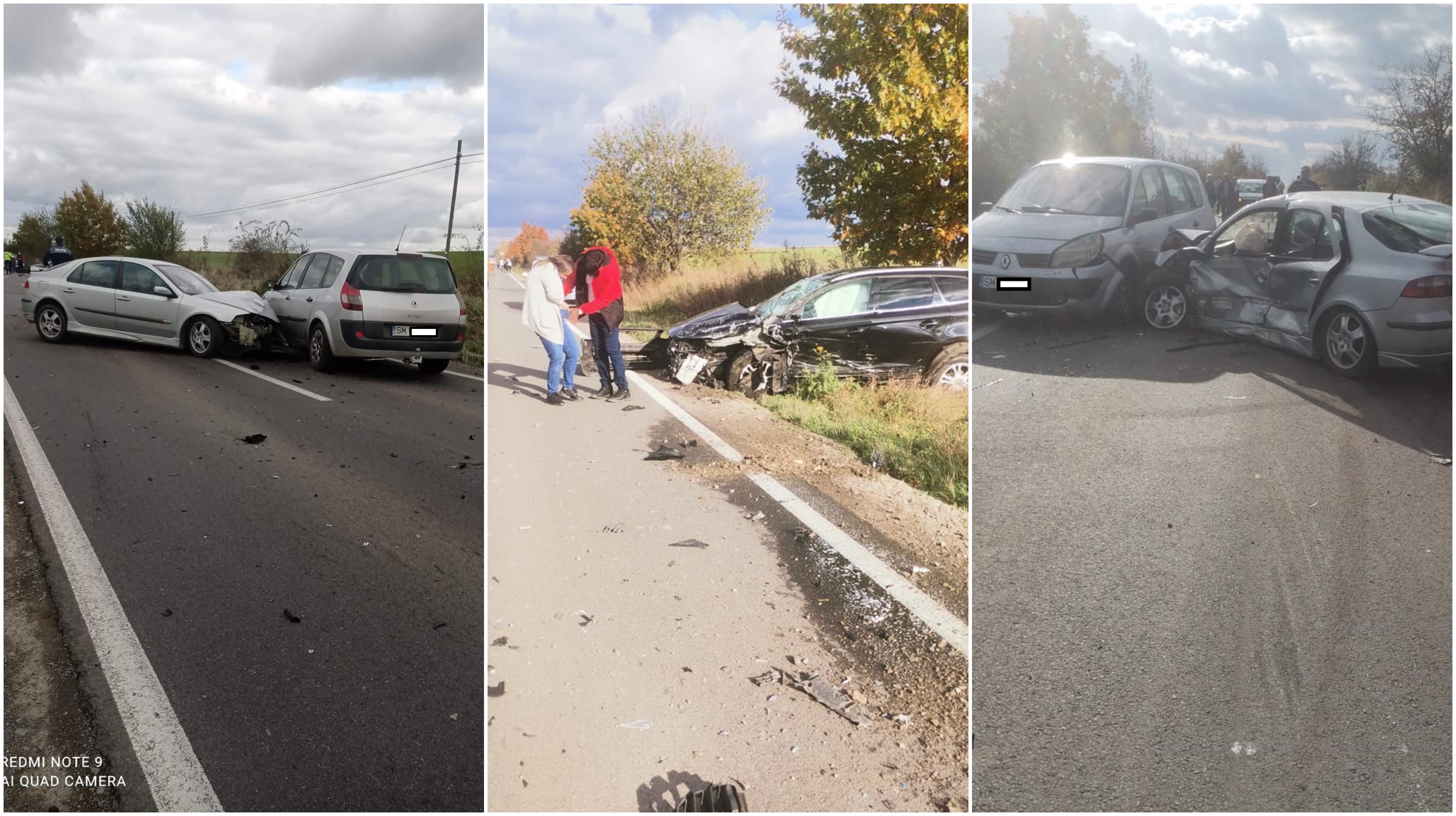 FOTOGALERIE. Accident în lanț, cu victime, pe DN 19. Circulația este blocată