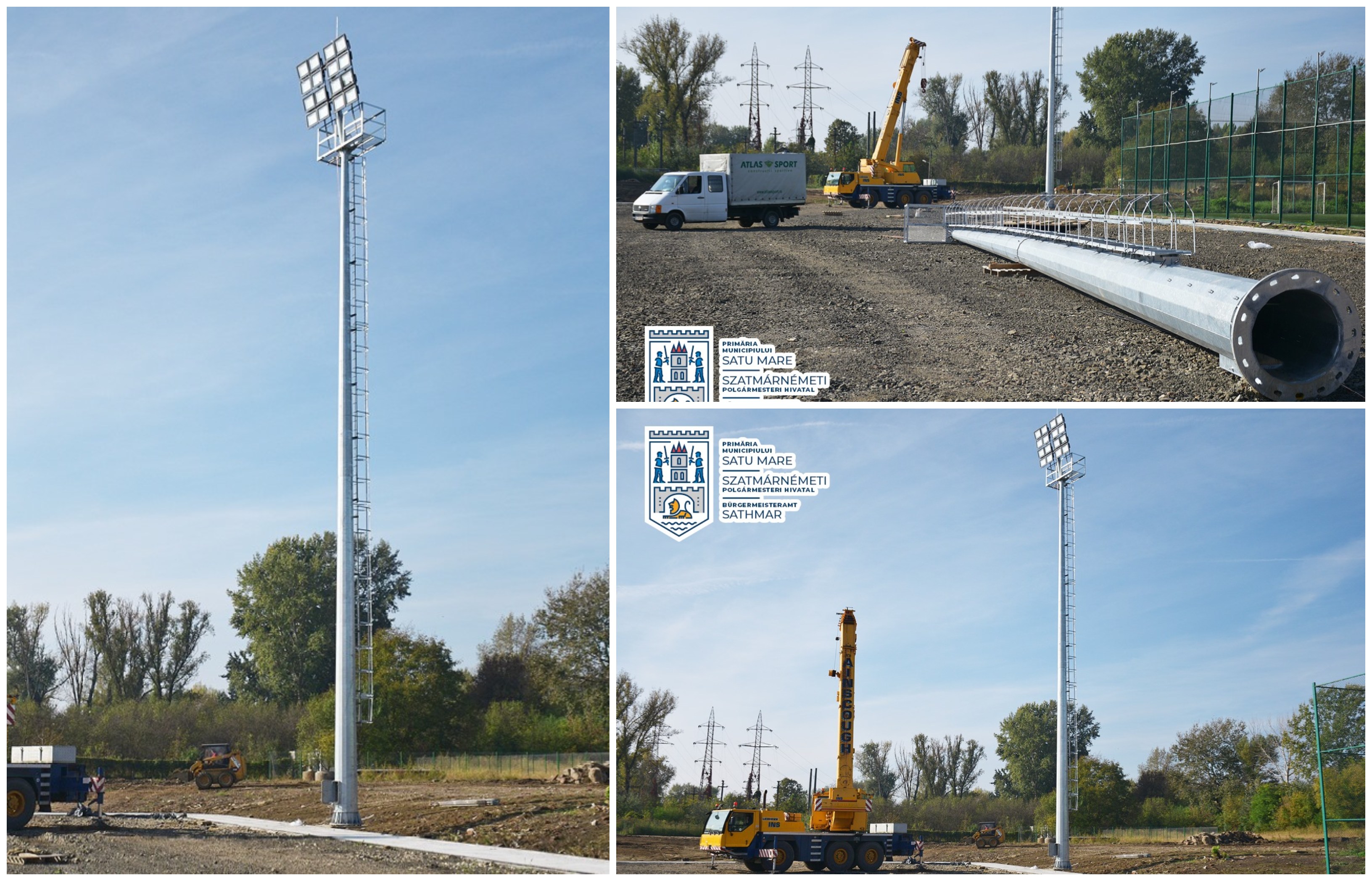 FOTOGALERIE. Se montează nocturna la cea mai modernă bază sportivă din Satu Mare