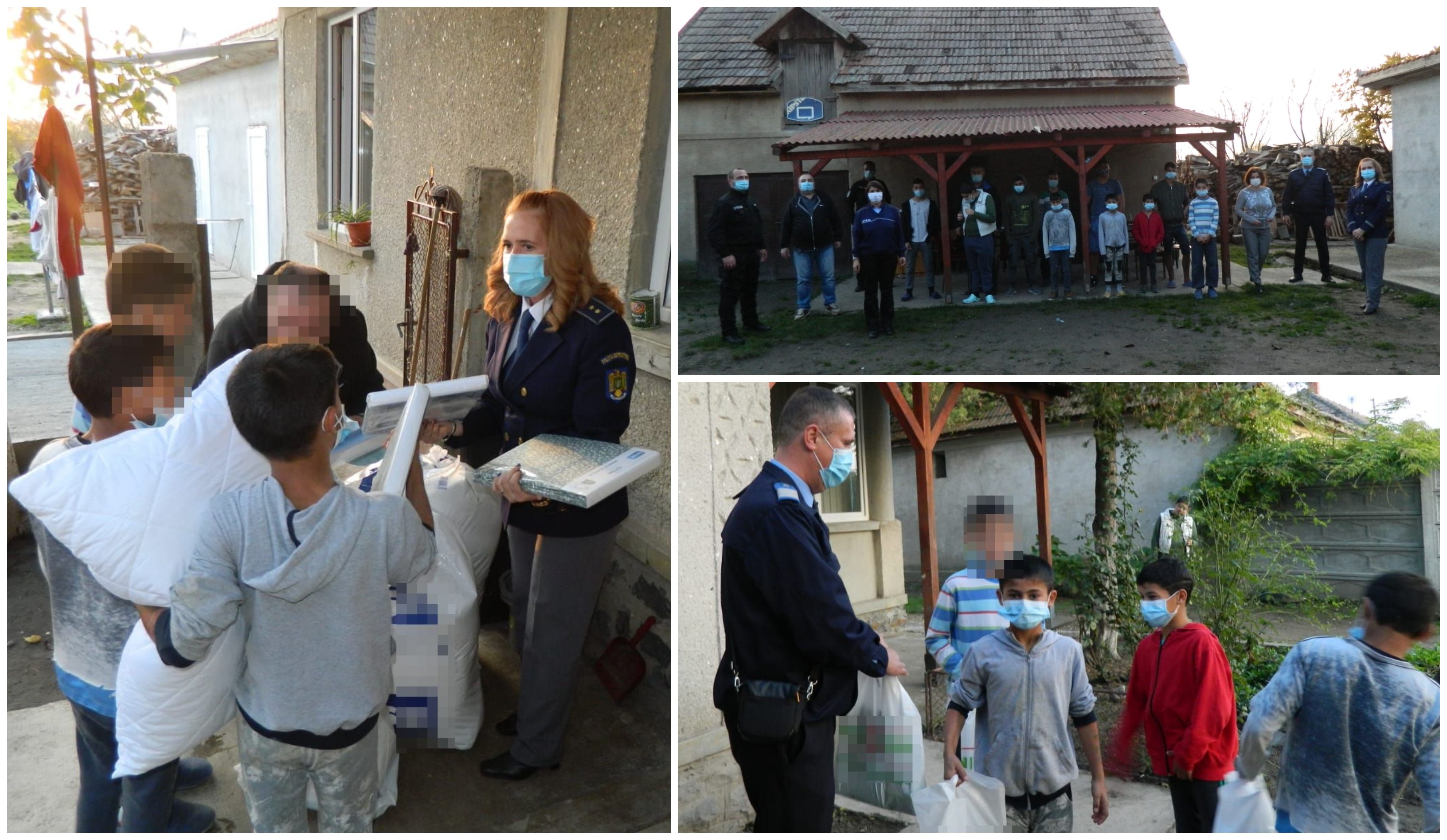 FOTOGALERIE. Polițiștii și jandarmii din Satu Mare, cadouri pentru zeci de copii orfani în aceste vremuri grele