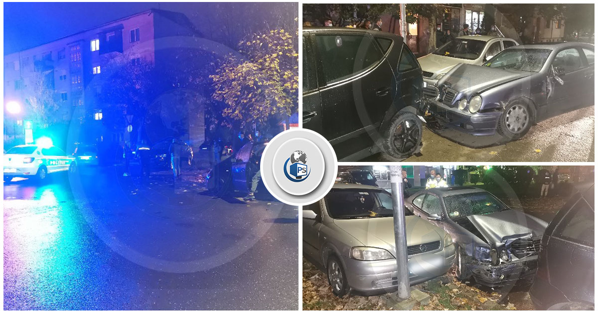FOTOGALERIE. Un șofer beat a provocat un accident în lanț. Polițiștii sătmăreni l-au imobilizat