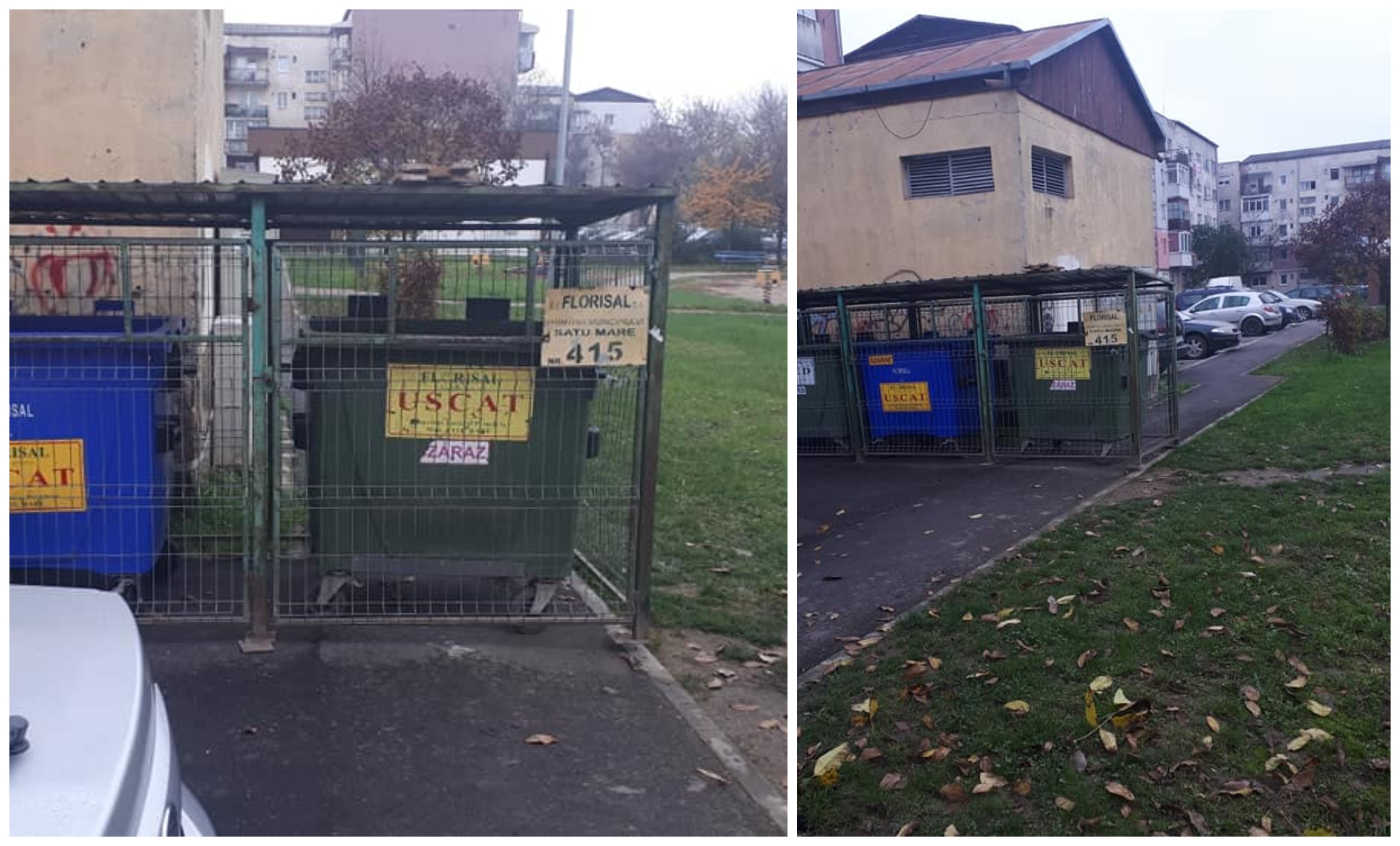 FOTO. Sătmarul minunilor! Trotuar blocat de tomberoane în Cartierul Micro 17