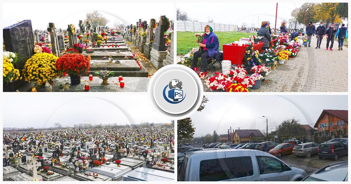 FOTO. Luminații în vremea pandemiei. Aglomerație la cel mai mare cimitir din Satu Mare