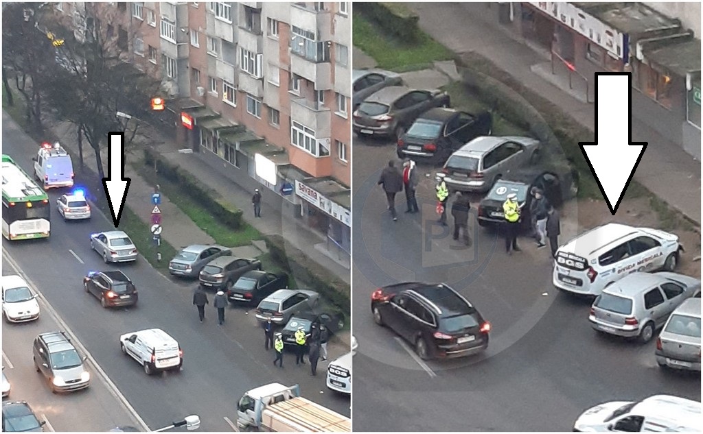 FOTO/VIDEO. Accident pe B-dul Lucian Blaga. Impact între o autospecială de transport bolnavi și o mașină