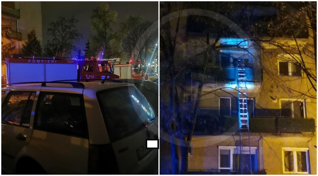FOTOGALERIE. Intervenție a pompierilor! Au intrat pe geam, la etajul 3, pentru salvarea unei femei