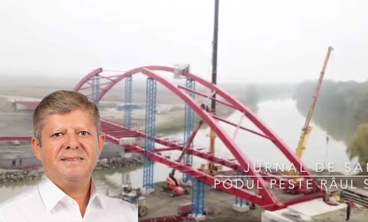 VIDEOREPORTAJ. Podul peste Someș, tot mai aproape de finalizare. Unește Satu Mare și Maramureș
