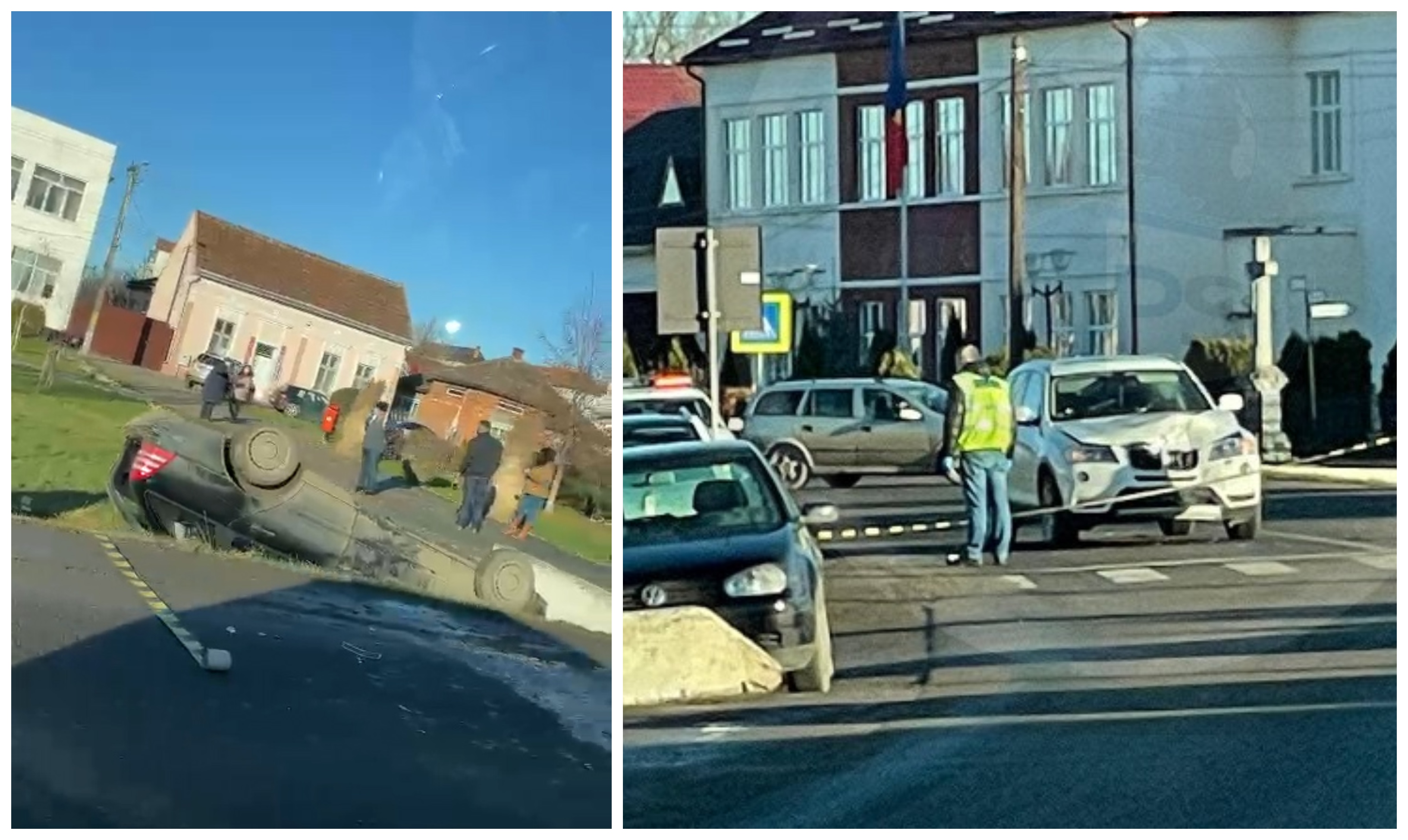 FOTO/VIDEO. Accident ca-n filme la Ardud. Șofer proiectat cu mașina în șanț