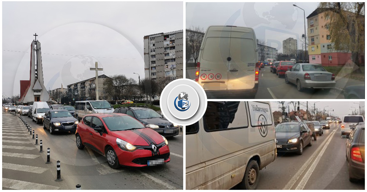 FOTO. Aglomerație în traficul din municipiul Satu Mare. Poliția, pe stradă. Se circulă bară la bară