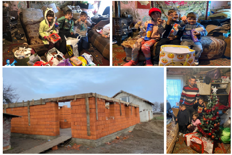 FOTO. O firmă le construiește gratuit o casă pentru un tată cu trei copii orfani, în Vetiș!