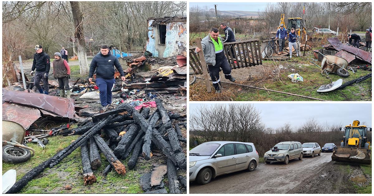 FOTO. Sute de persoane s-au mobilizat pentru a-i ajuta pe cei cinci copilași rămași fără casă