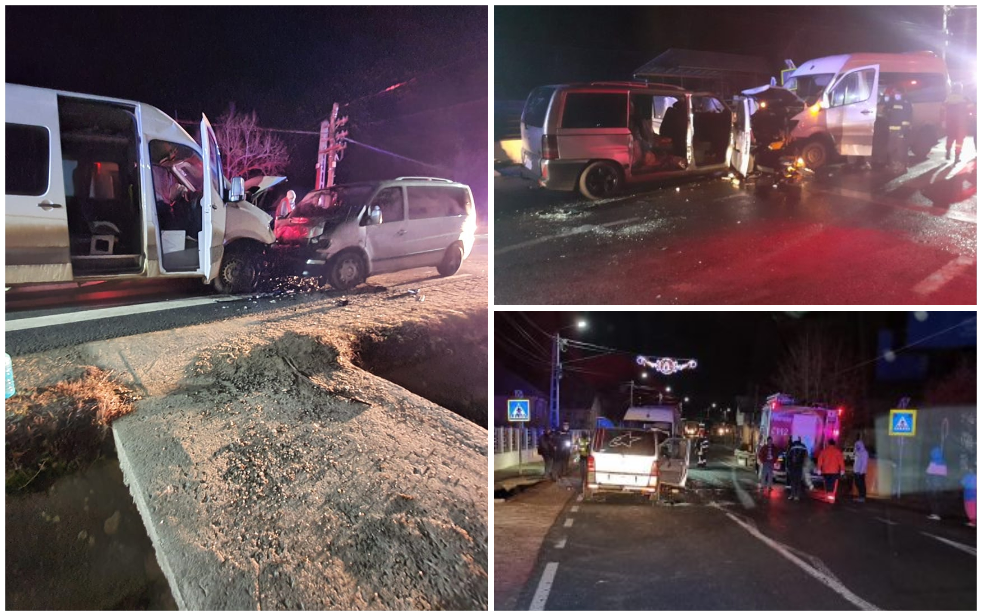 FOTO/VIDEO. Accident cu 10 victime, printre care 3 minori. Impact frontal între două microbuze, în Maramureș