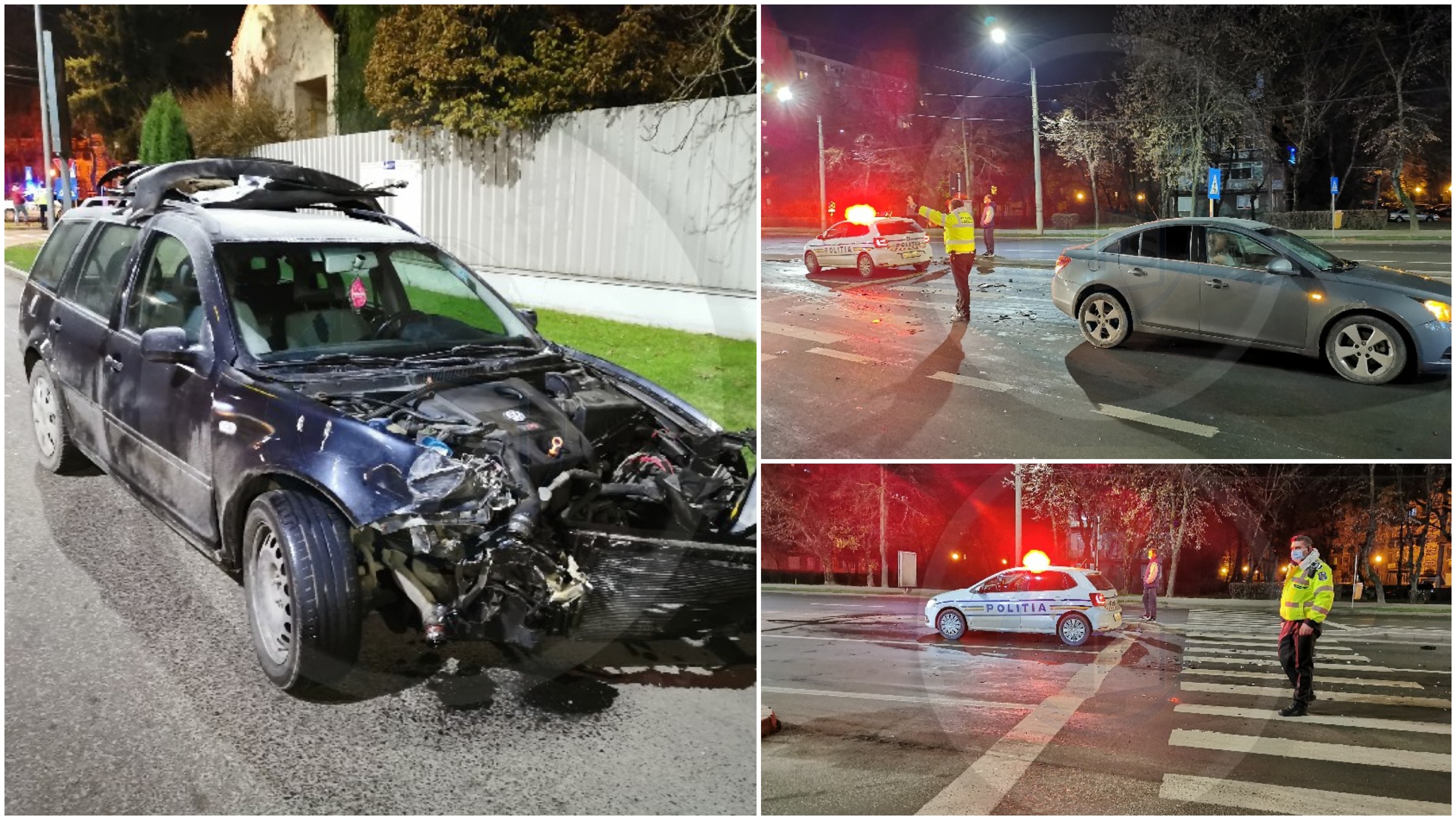 FOTO. Accident pe Drumul Careiului. Coliziune frontală între două autoturisme