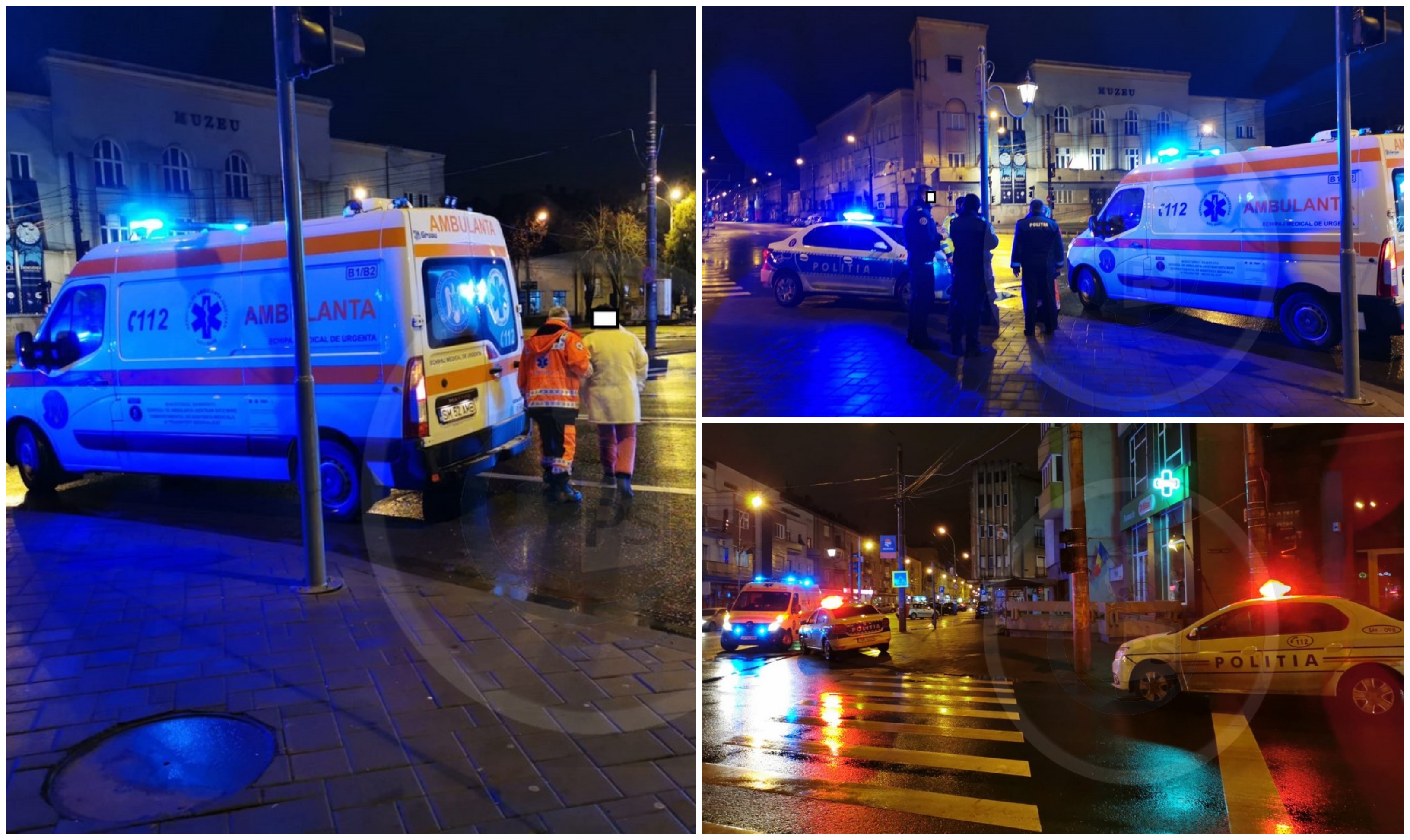 FOTOGALERIE. Intervenție a Poliției și Ambulanței pentru salvarea unei femei, în Satu Mare