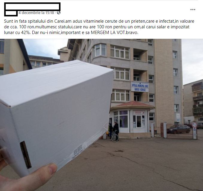FOTO. La Spitalul Covid din Carei, pacienții își cumpără și amărâtele de vitamine