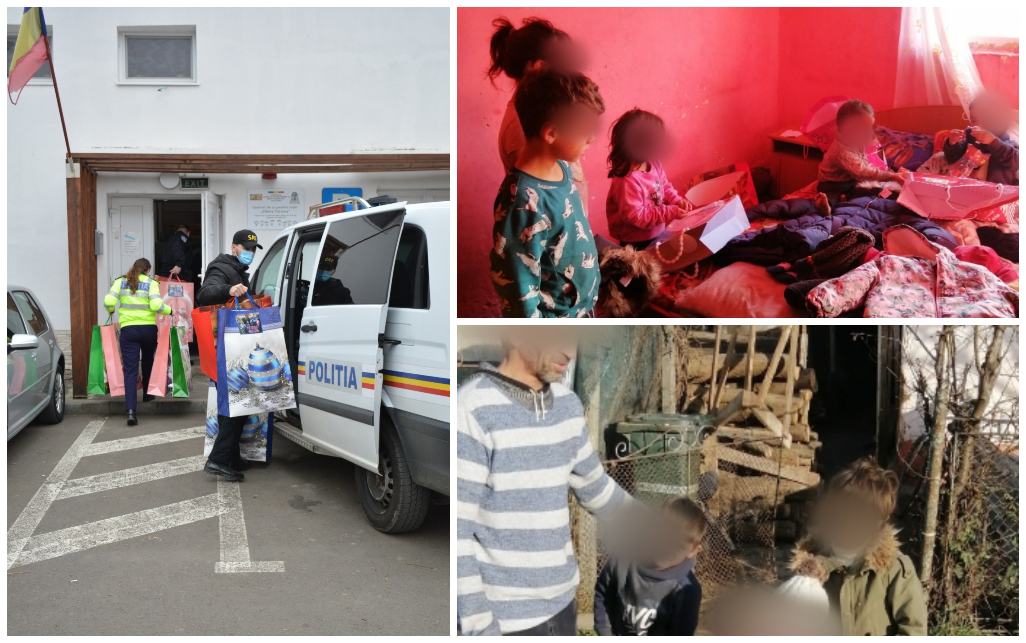 FOTOGALERIE. Polițiști cu suflet mare. Au dus hăinuțe pentru zeci de copilași din județ