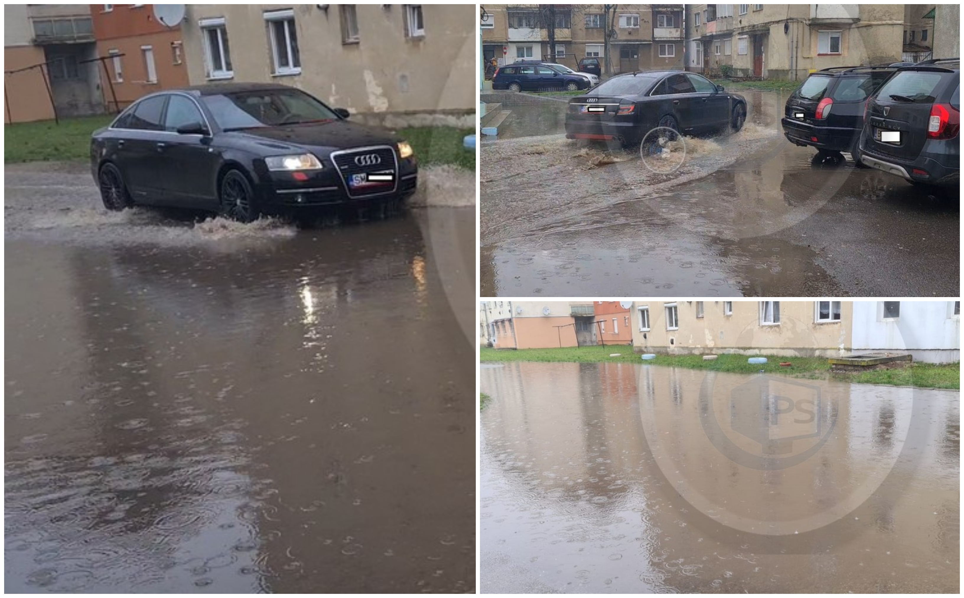 FOTO/VIDEO. Străzi inundate la Carei. Ploile și canalizarea le dau bătăi de cap localnicilor