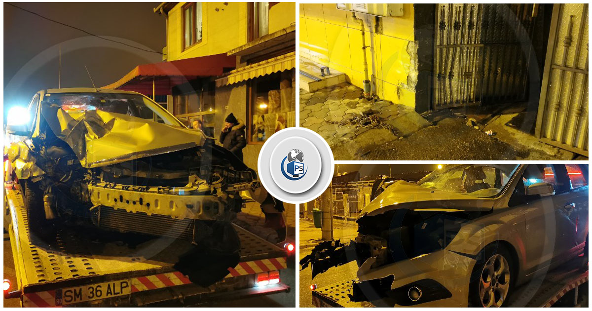 FOTO. Un tânăr a intrat cu mașina într-un magazin, lângă Piața Mare