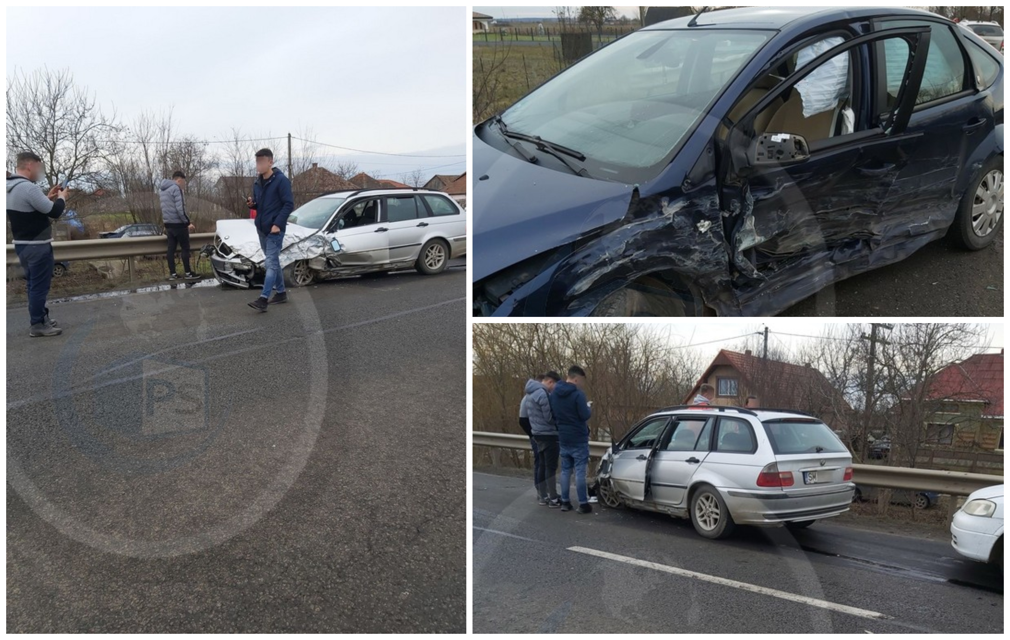 FOTOGALERIE. Carambol pe DN19, în Doba. Trei mașini avariate, o victimă la Urgență
