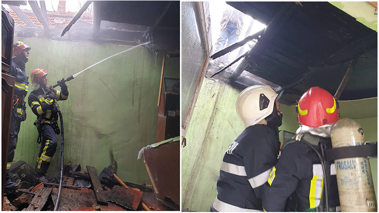 FOTO. Lăsați fără acoperiș în prag de iarnă. Incendiu la o casă din județ