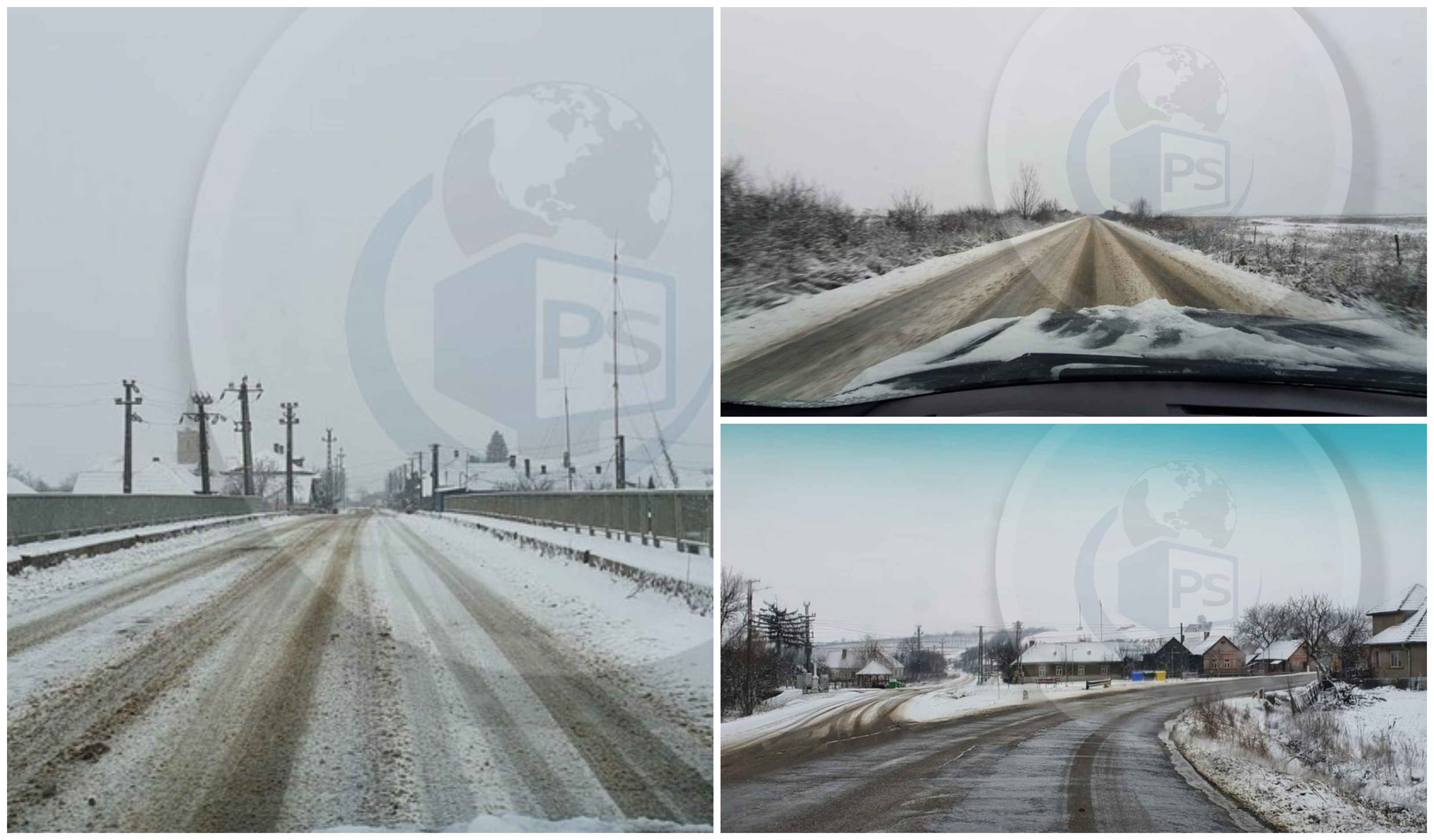 FOTOGALERIE. Autoritățile se laudă că drumurile din județ sunt deszăpezite. Realitatea este puțin diferită