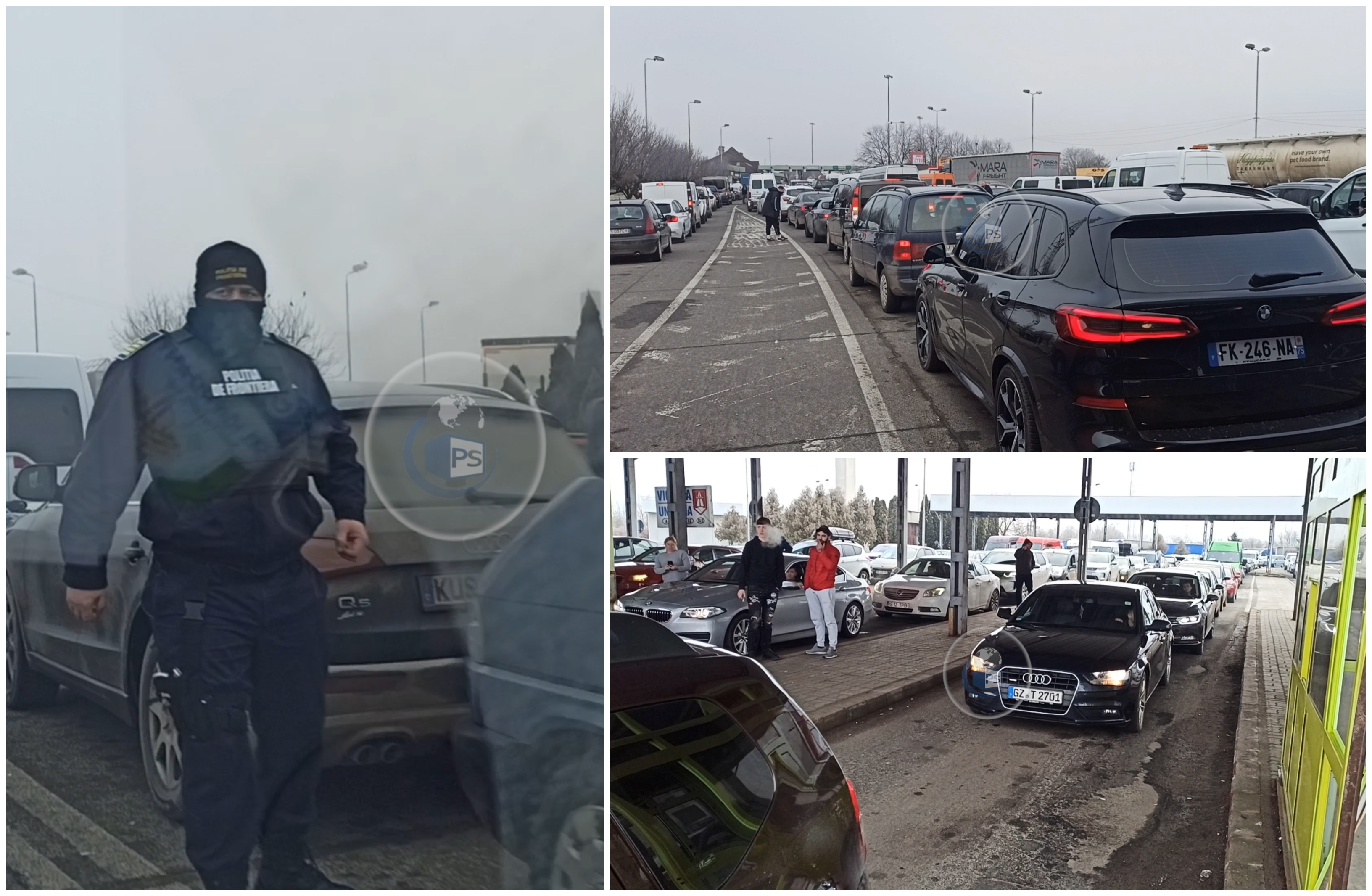 FOTO/VIDEO. Protest cu claxoane și înjurături în Vama Petea. Autoritățile au adus ”mascații”