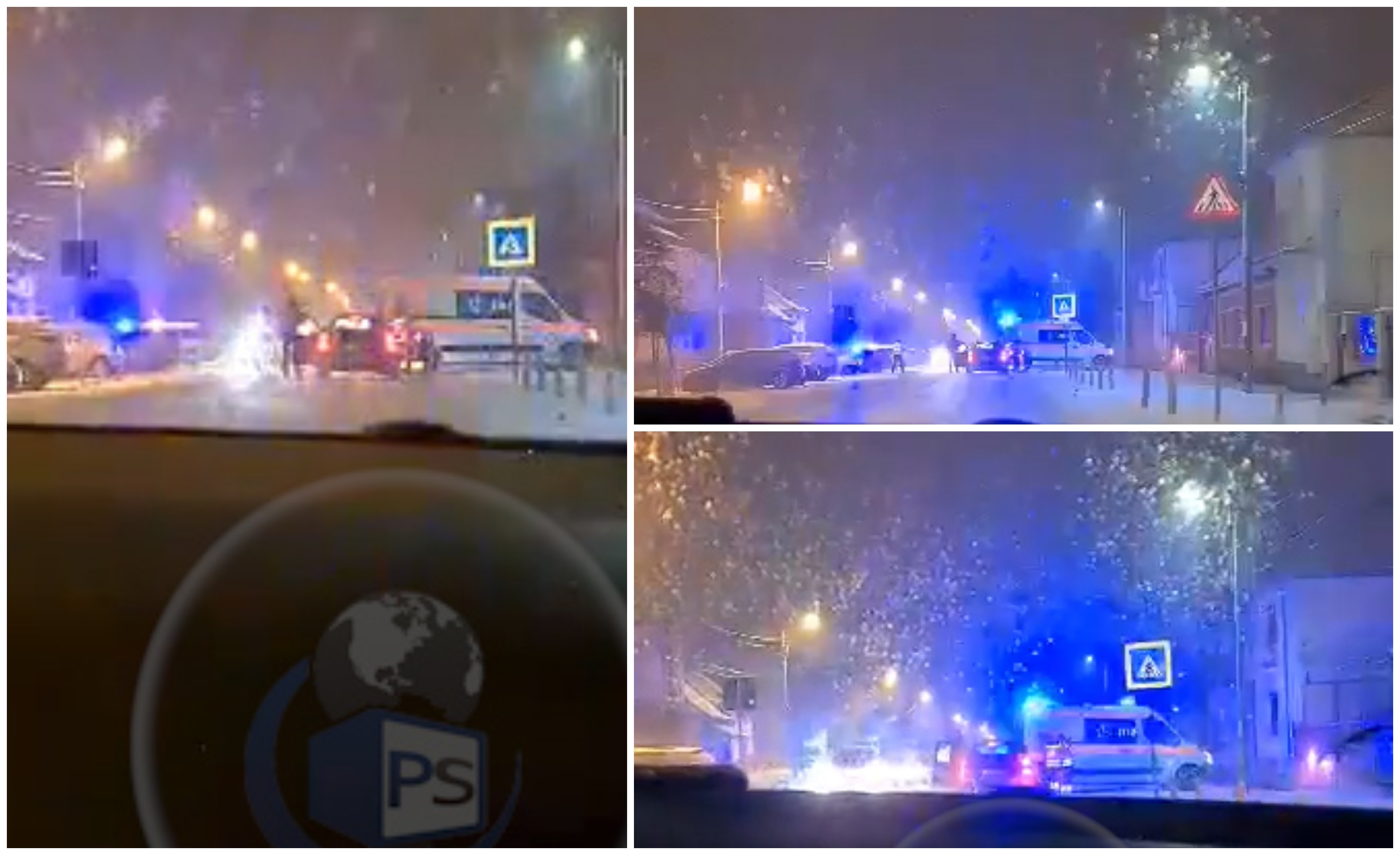 FOTO/VIDEO. Accident în municipiul Satu Mare. O șoferiță a ajuns cu mașina pe contrasens