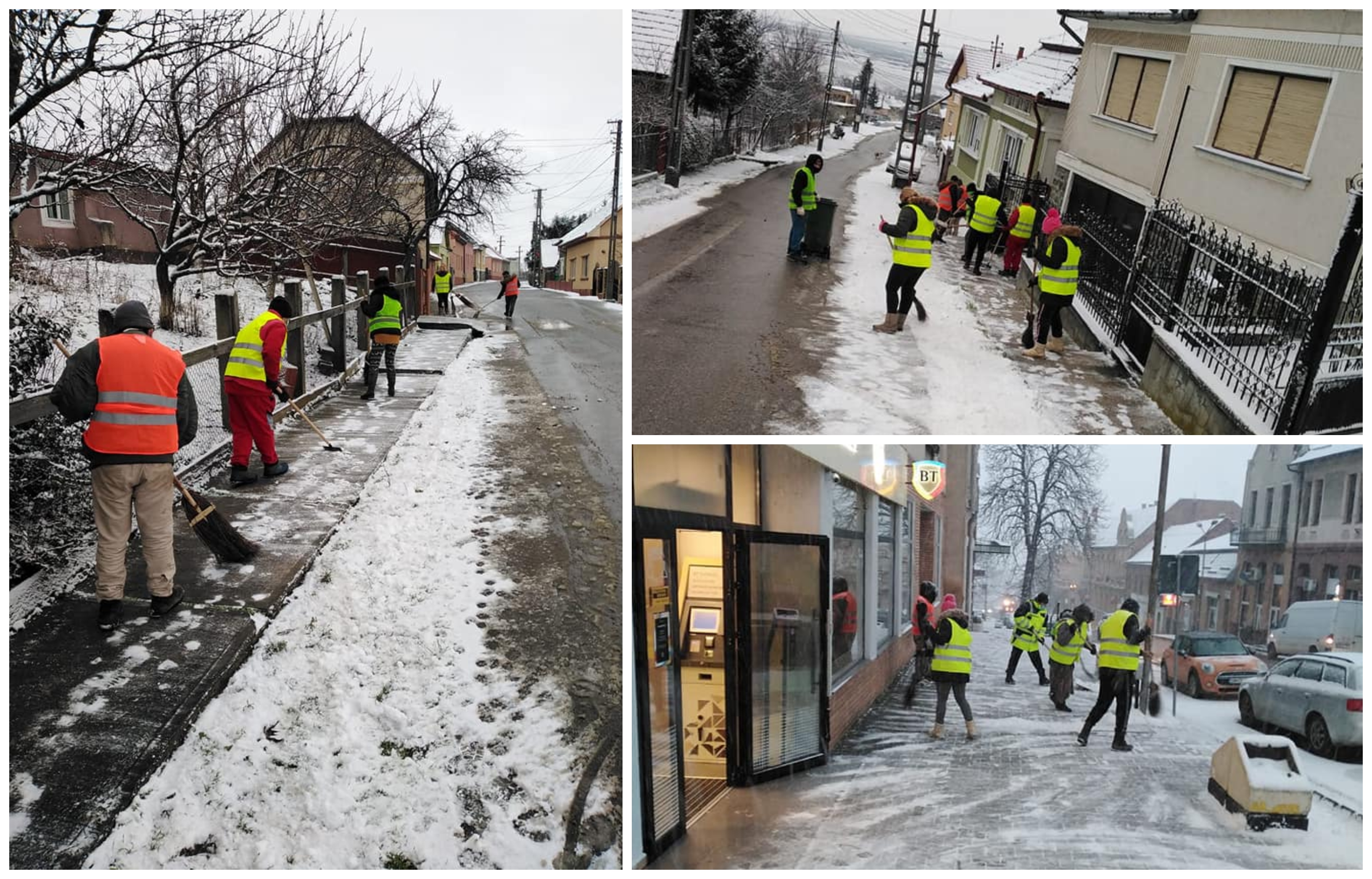 FOTOGALERIE. Primarul Tășnadului a pus la muncă armata de asistați social. Fac deszăpezirea