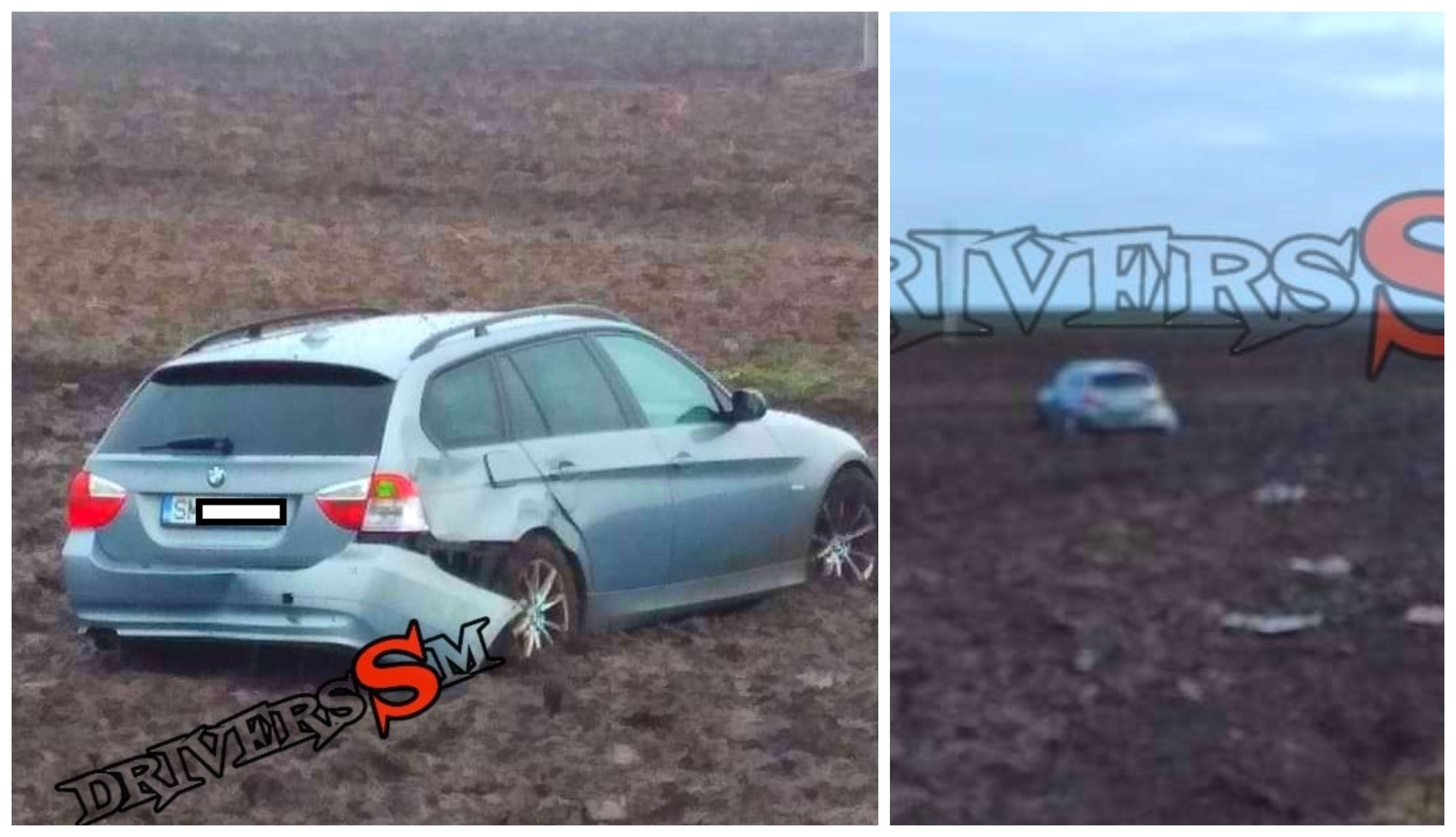 FOTO. O șoferiță a ajuns cu BMW-ul pe arătură și a ”uitat” să anunțe Poliția. Lăsată fără permis