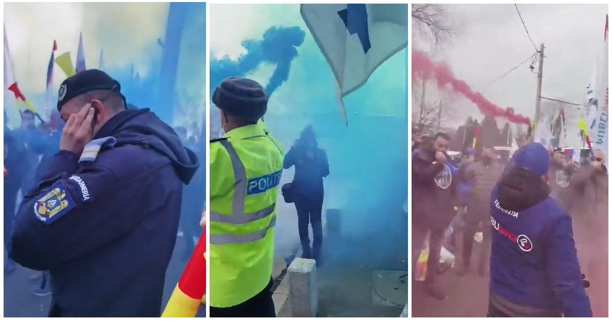 VIDEO. Protest la Cotroceni. Polițiștii s-au îmbrâncit cu jandarmii: "Ați primit ordin să ne bruscați, amendați sau gazați"