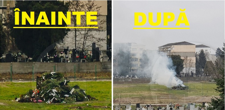 VIDEO. Angajații nesimțiți din cimitir. Poluează un cartier întreg, în Satu Mare