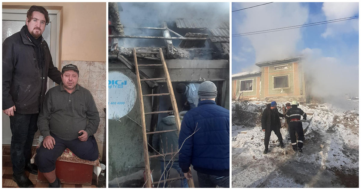 FOTO. Un preot din județ luptă pentru a ajuta un sătmărean invalid, rămas fără casă într-un incendiu