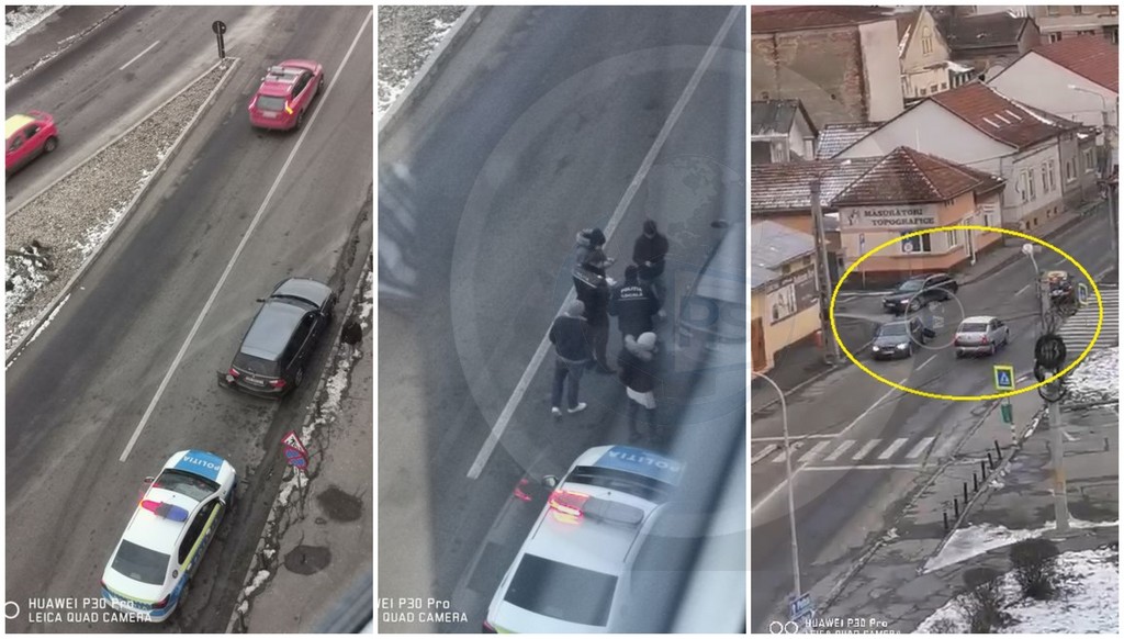 FOTO/VIDEO. Accident în centrul Sătmarului. Șofer oprit de Poliție, după ce a plecat
