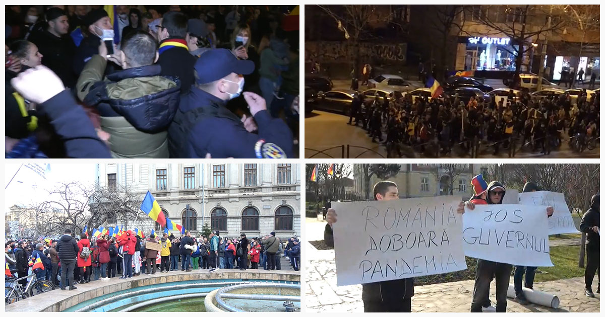 FOTO/VIDEO. Proteste împotriva restricțiilor în România. Confruntări cu Jandarmeria