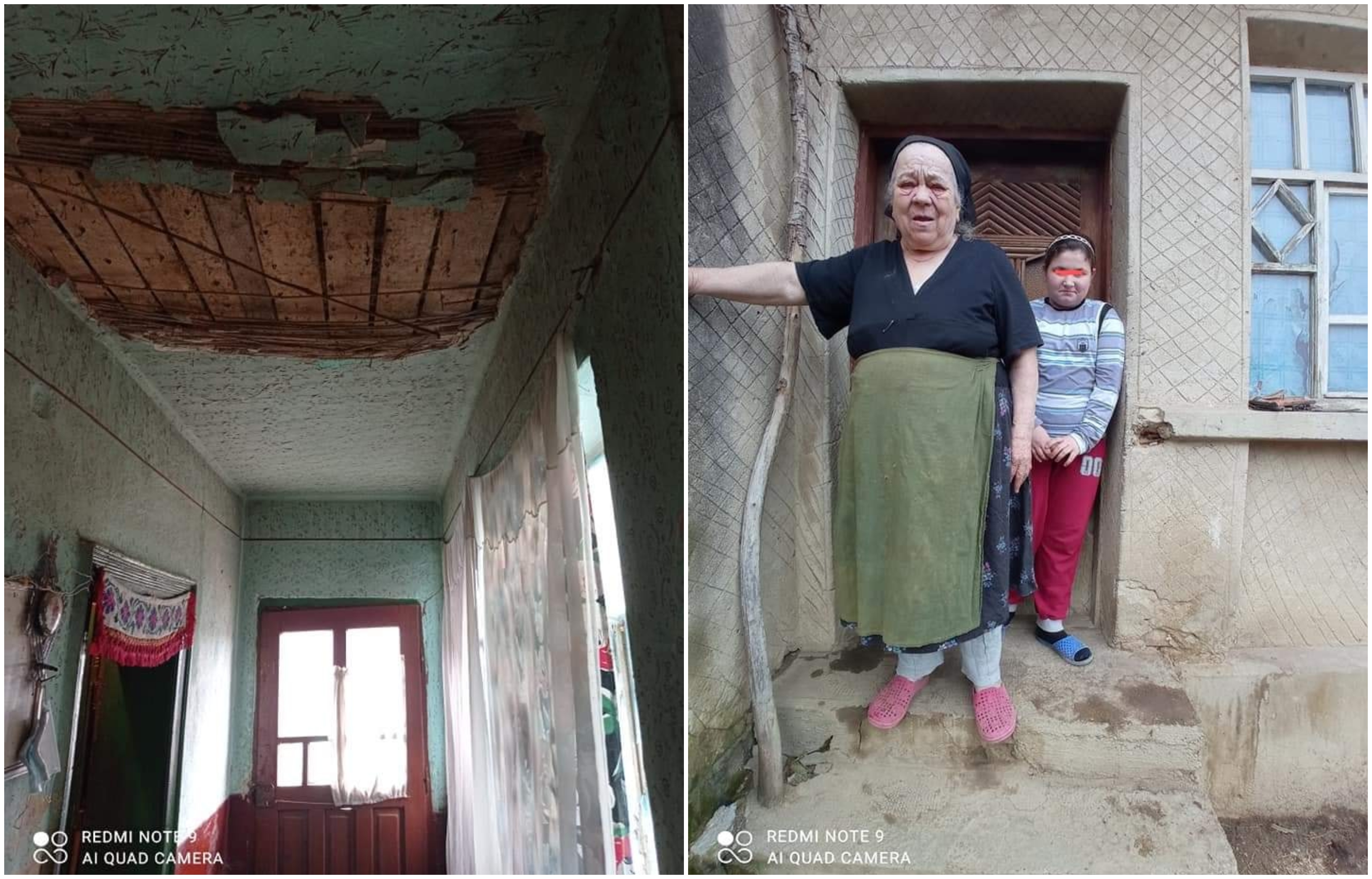 FOTOGALERIE. O bunicuță cu doi nepoței are nevoie de ajutor: cade tavanul peste ei
