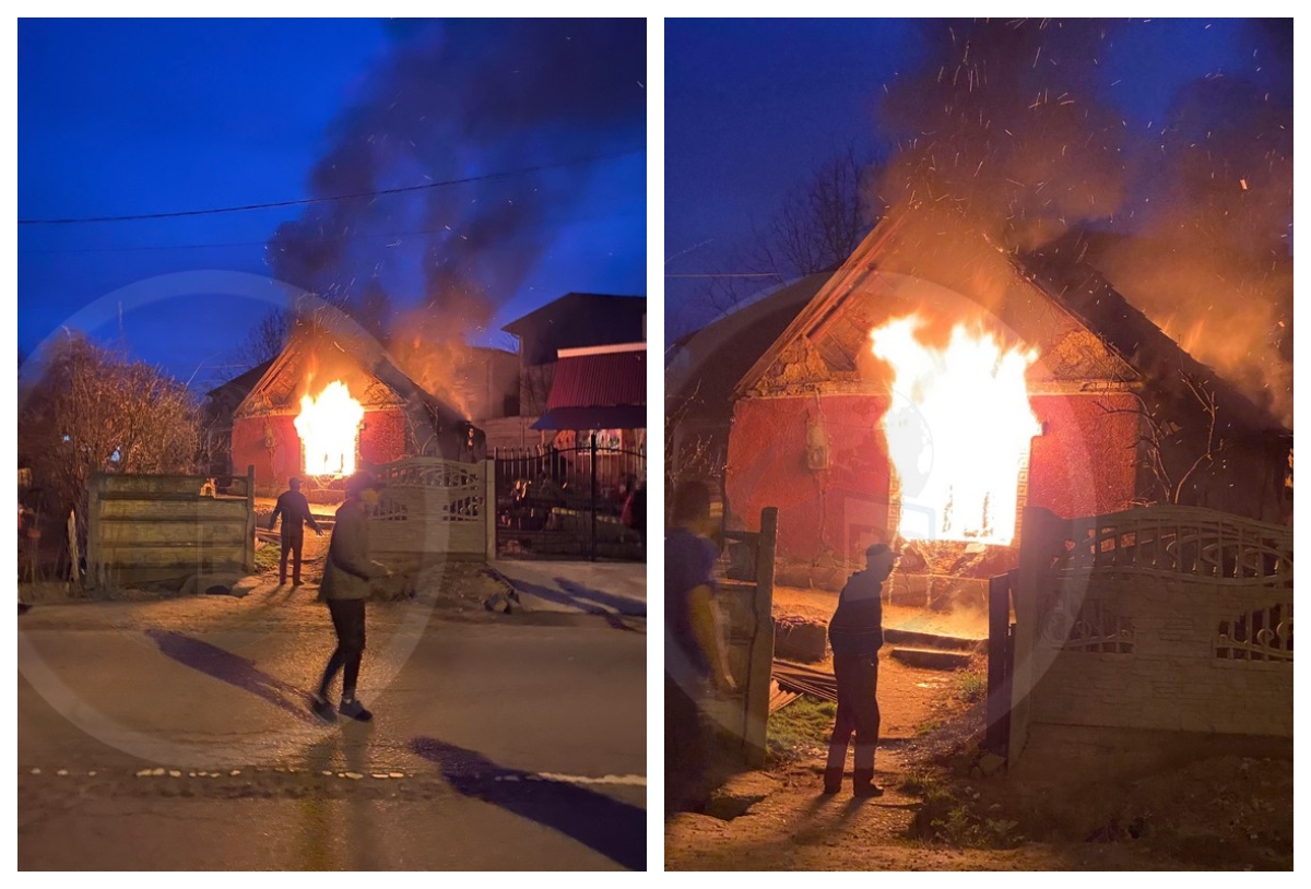FOTO/VIDEO. Casă cuprinsă de flăcări, în județul Satu Mare. Au intervenit pompierii