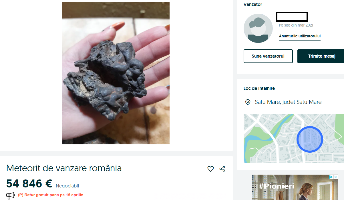 FOTO. Sătmărenii vând orice pe OLX. Inclusiv ”meteoriți”