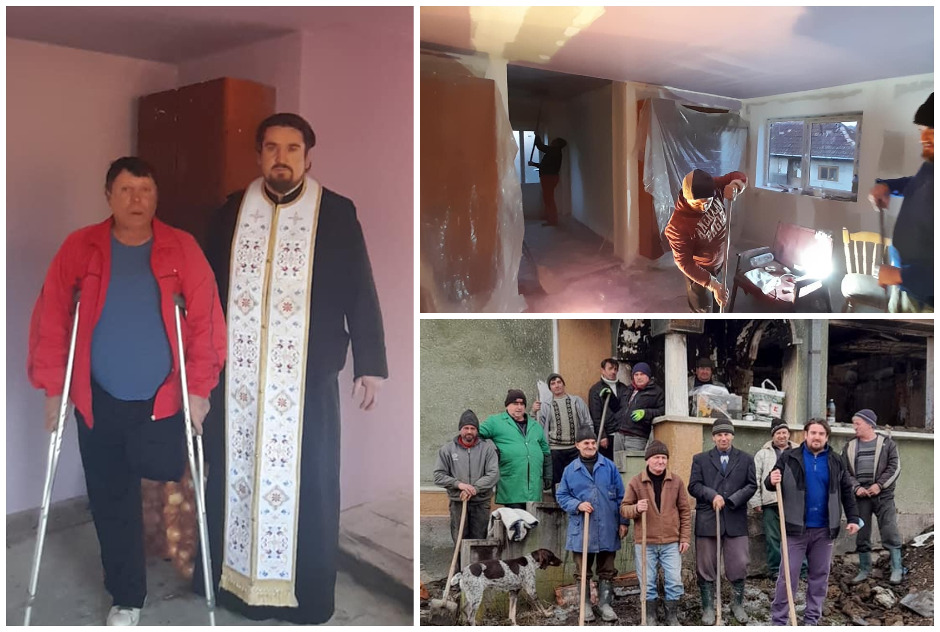 FOTO. Preotul care a renovat o casă pentru un bărbat fără un picior, chiar de ziua lui