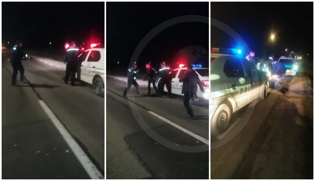 VIDEO. Polițiștii atacați în municipiul Satu Mare. Oamenii legii au scos pistoalele, fiind ultragiați