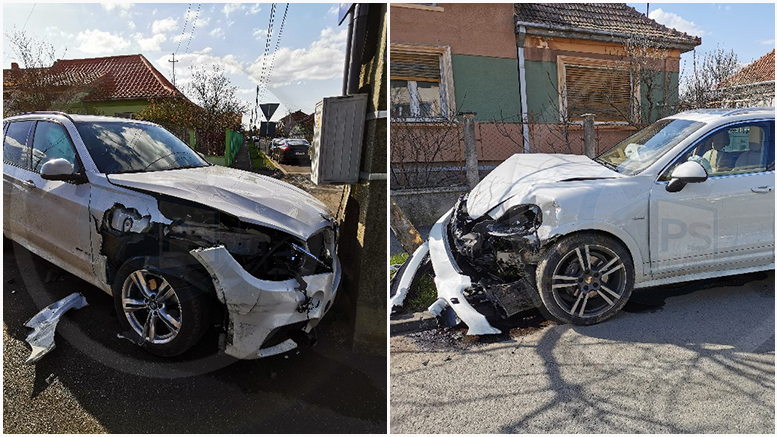 FOTO/VIDEO. Accident cu victime în municipiul Satu Mare. Coliziune între un Porsche și un BMW