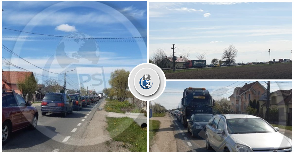 FOTOGALERIE. Aglomerație infernală la intrarea în oraș. Cozile se întind pe kilometri, până la aeroport