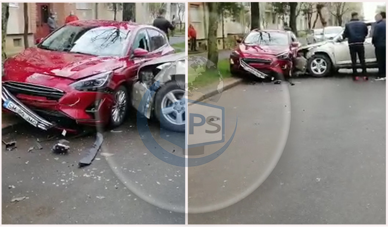 VIDEO. Accident cu schimb de replici în municipiul Satu Mare. Mai multe mașini lovite