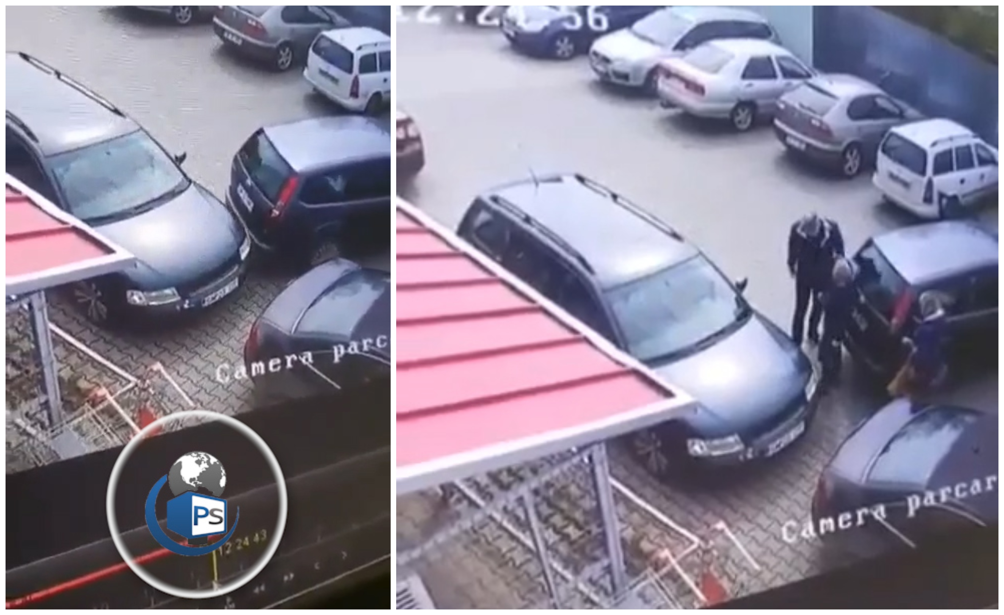 VIDEO. Accident în parcarea unui supermarket din Satu Mare. Se caută vinovatul