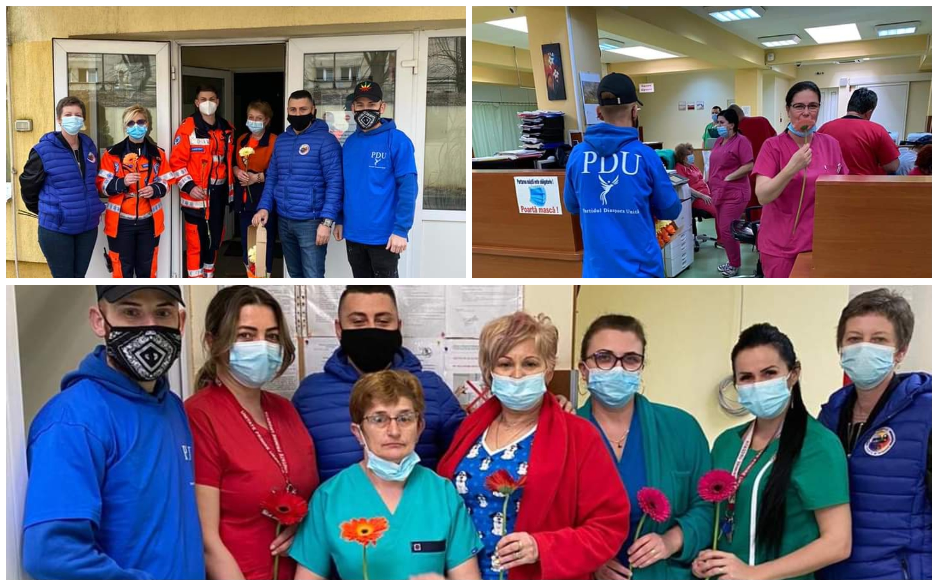 FOTOGALERIE. Flori în semn de recunoștință pentru medici, asistente și ambulanțierii din Satu Mare