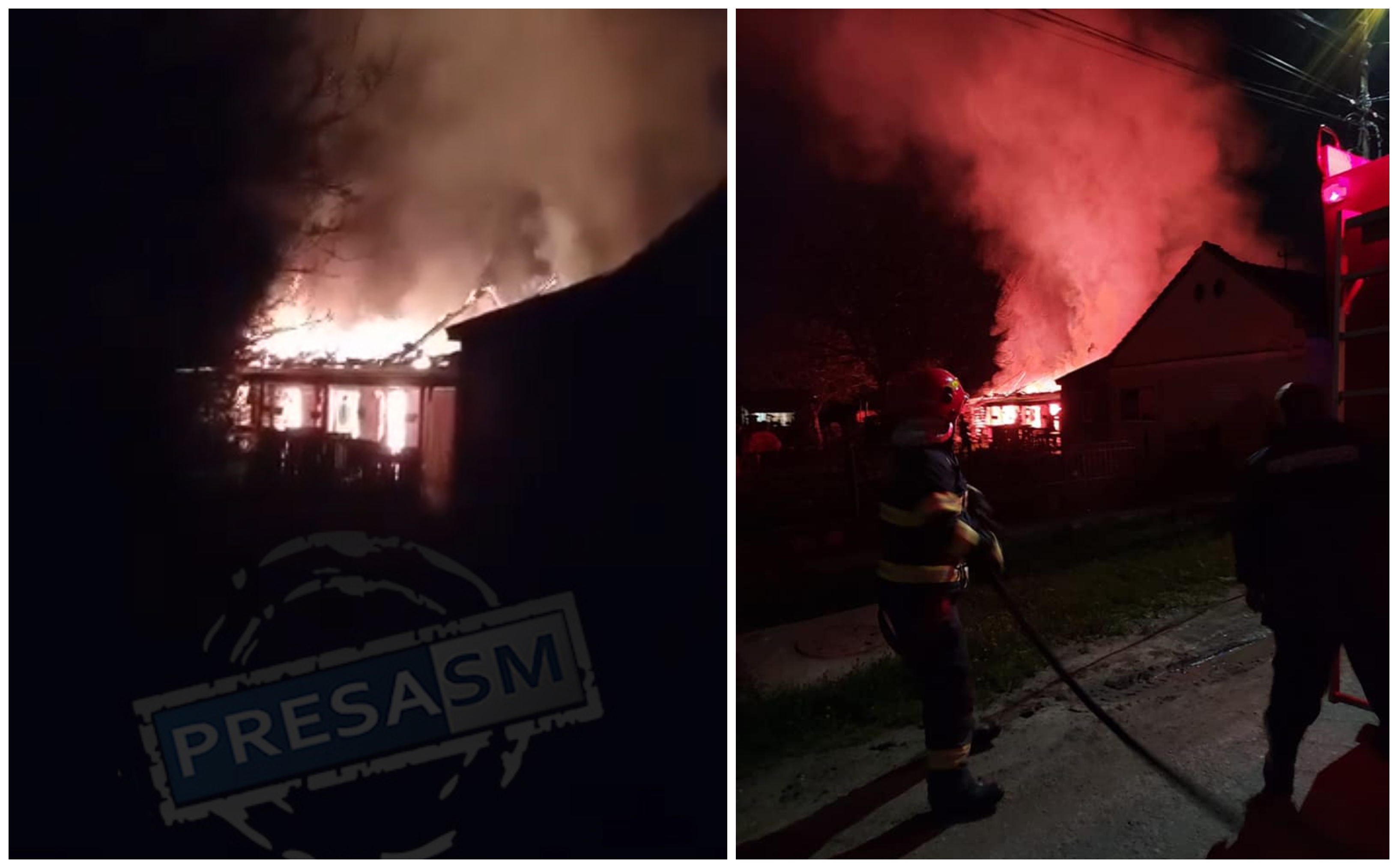 FOTO/VIDEO. Casă făcută scrum într-un incendiu, în județul Satu Mare