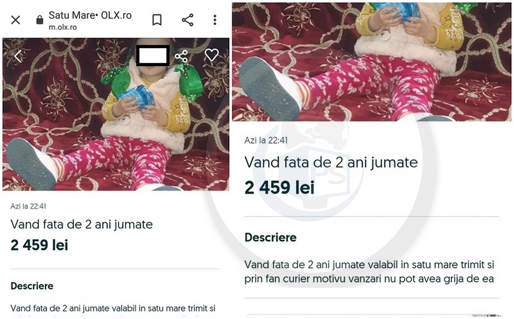 FOTO. Copilaș (2 ani) scos la vânzare pe OLX, în Satu Mare. Disperare sau glumă proastă?!