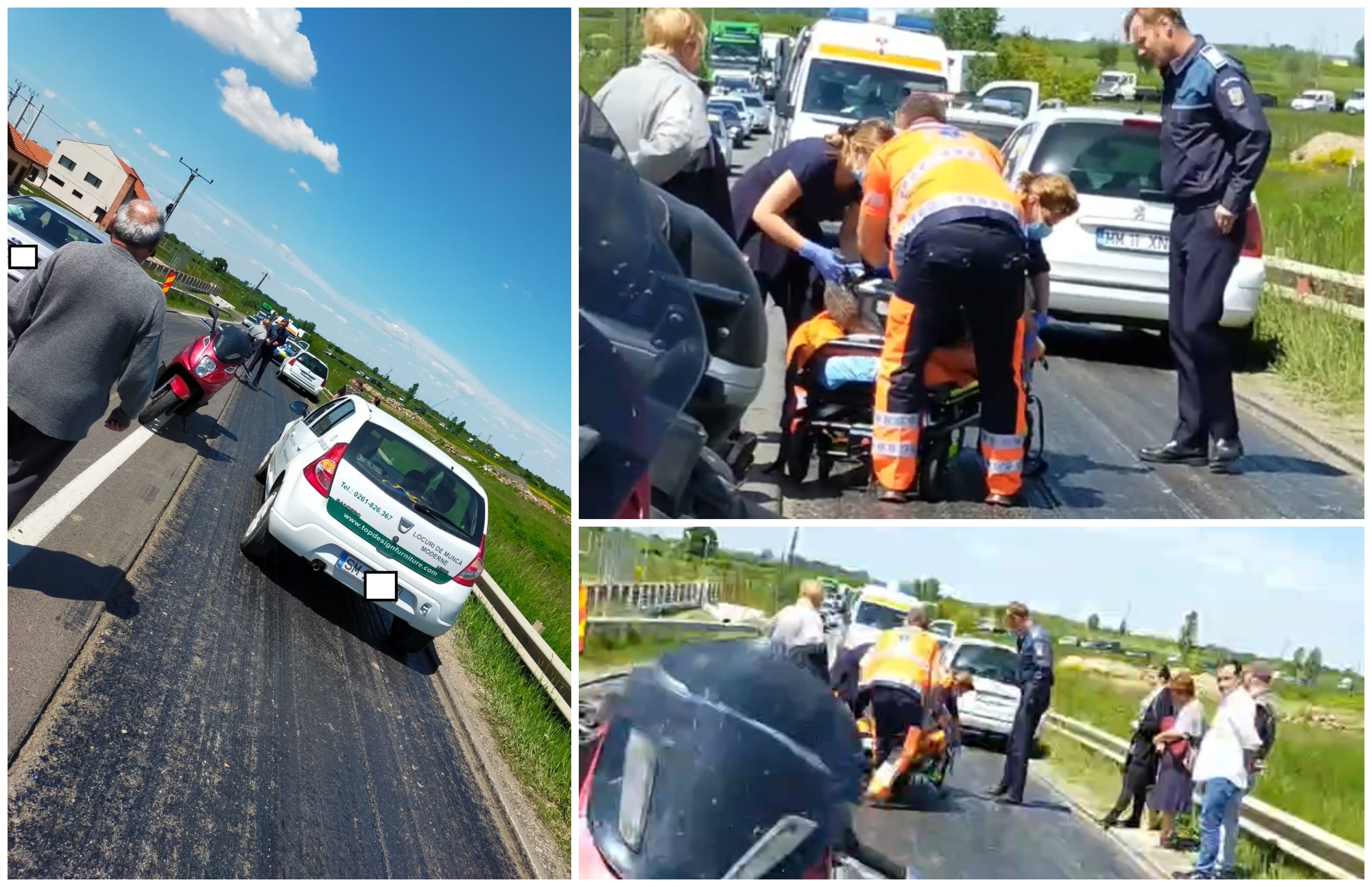 VIDEO. Drum pericol public! Motociclist rănit grav, trafic blocat în județul Satu Mare