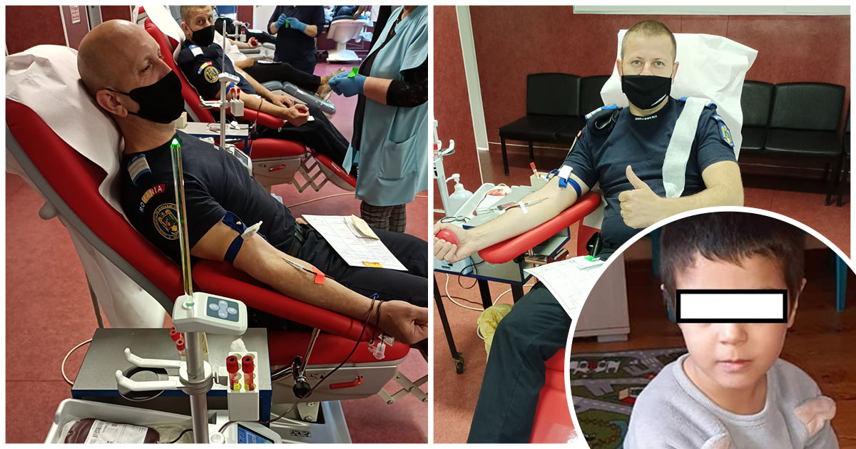 FOTO. Jandarmi inimoși. Au donat sânge pentru David, băiețelul internat la Târgu Mureș