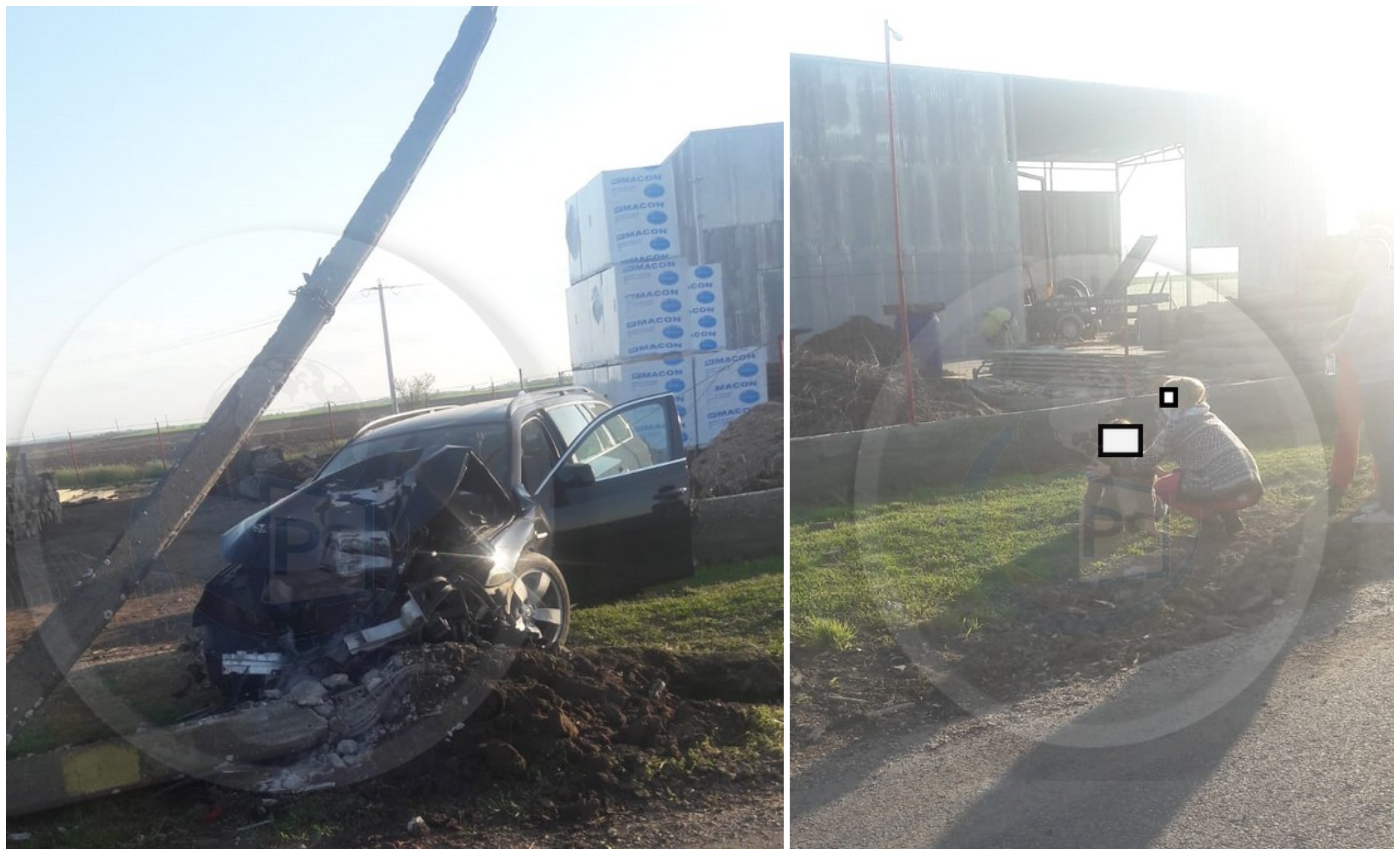 FOTO. Accident grav în județul Satu Mare. O femeie a intrat cu mașina în stâlp